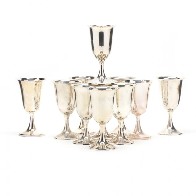 set-of-eleven-sterling-silver-goblets