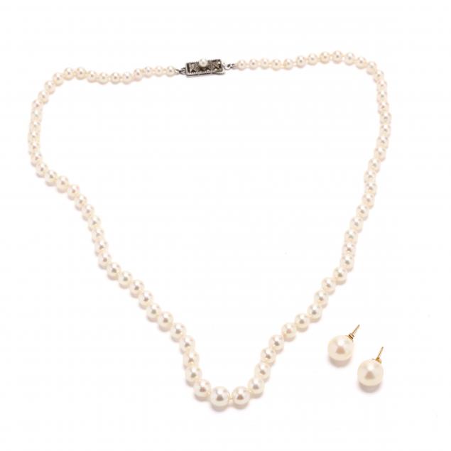 sterling-silver-pearl-necklace-by-mikimoto-and-a-pair-of-pearl-stud-earrings