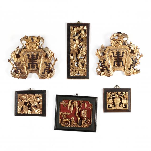 six-chinese-lacquered-wooden-wall-panels-with-gilt