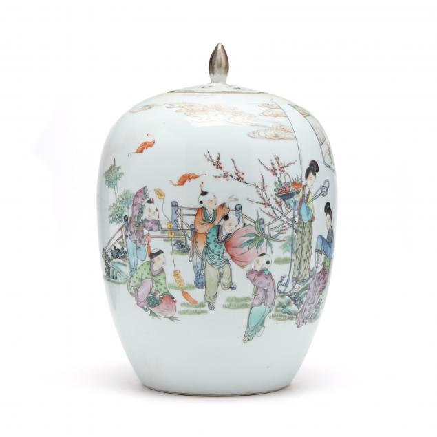 a-tall-chinese-porcelain-famille-rose-ginger-jar-with-cover