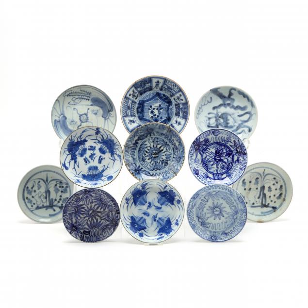 a-group-of-asian-blue-and-white-porcelain-plates