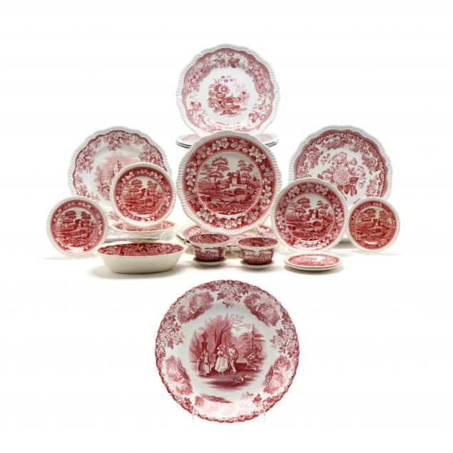 24-pieces-of-red-and-white-transfer-porcelain