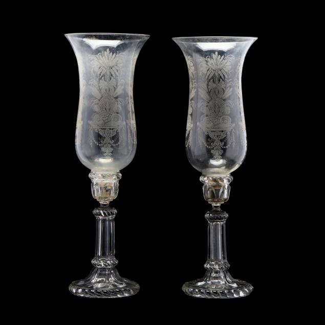 pair-of-antique-glass-candlesticks-with-hurricane-shades