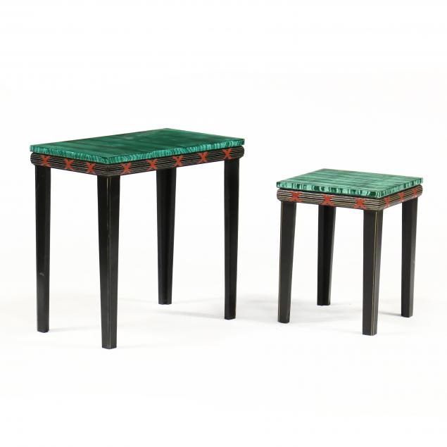 two-regency-style-faux-malachite-tables