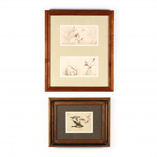 two-framed-etchings-of-waterfowl-in-flight