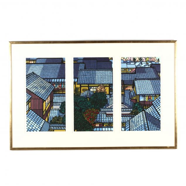 clifton-karhu-american-japanese-1927-2007-i-nishijin-roofs-i-triptych
