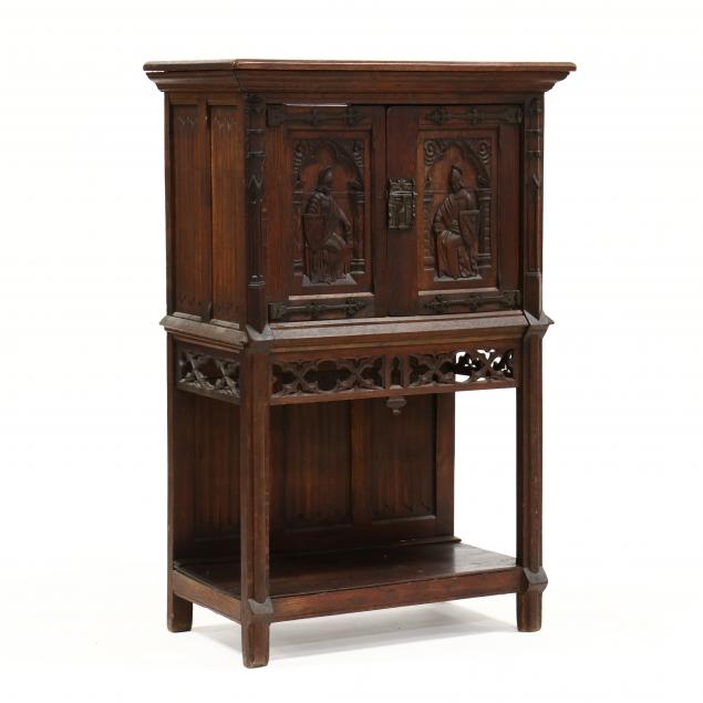 gothic-style-carved-oak-cabinet