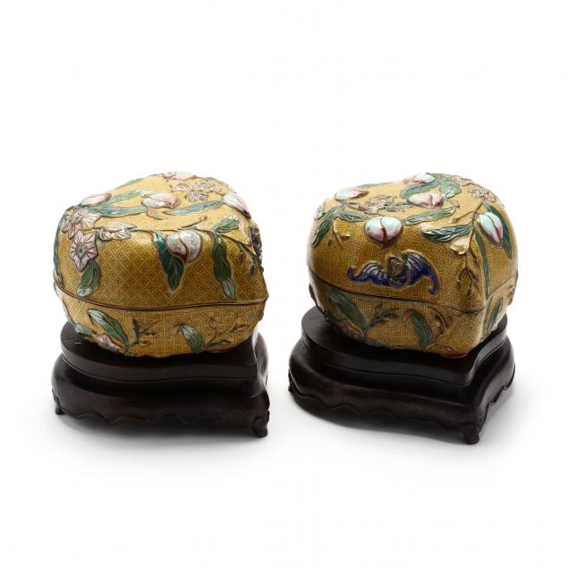 a-pair-of-cloisonne-peach-form-boxes-with-stands
