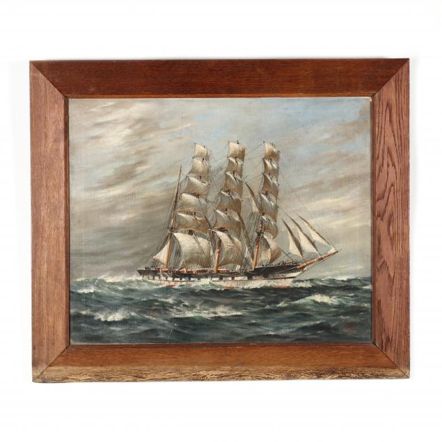 mid-century-painting-of-a-clipper-ship