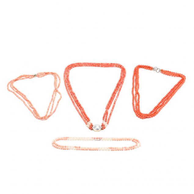 four-coral-bead-necklaces