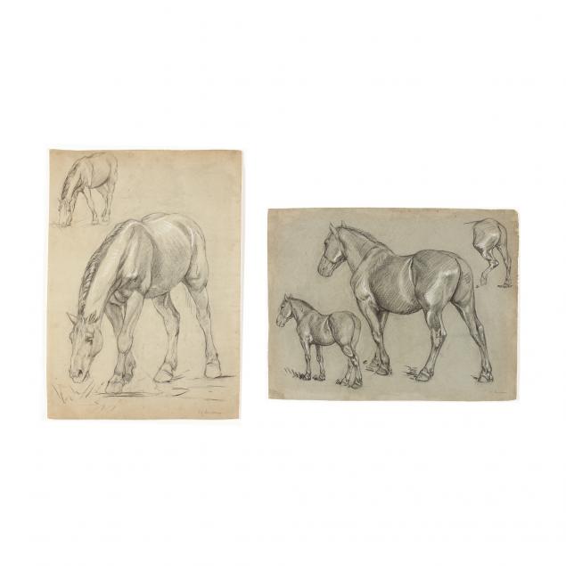 john-lewis-shonborn-1872-1931-two-studies-of-draft-horses