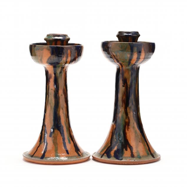 nc-pottery-billy-ray-hussey-pair-of-candlesticks