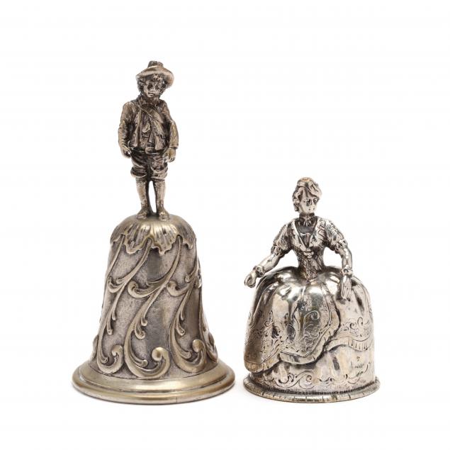 two-antique-hanau-silver-figural-bells