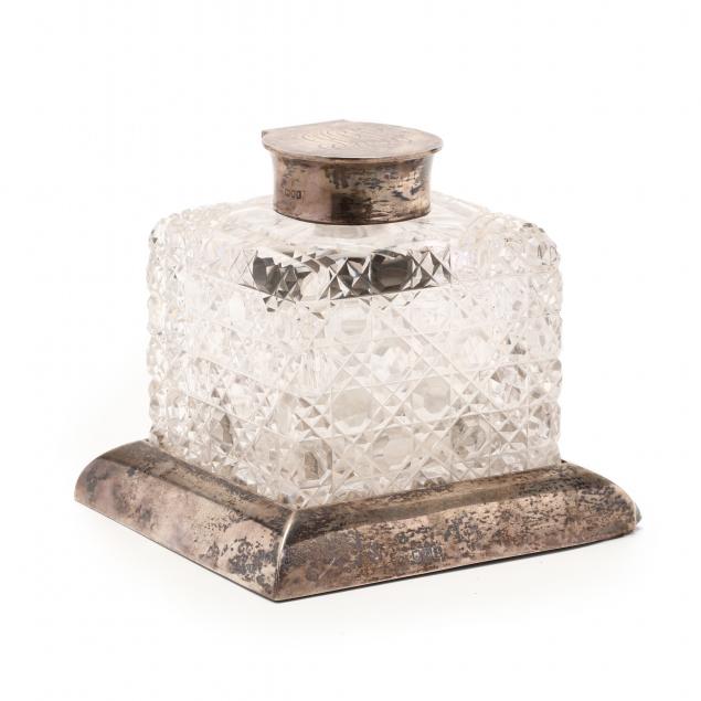 a-large-cut-glass-inkwell-with-edwardian-silver-mounts