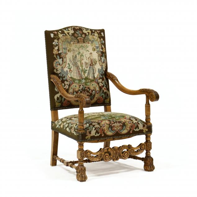spanish-renaissance-style-tapestry-hall-chair