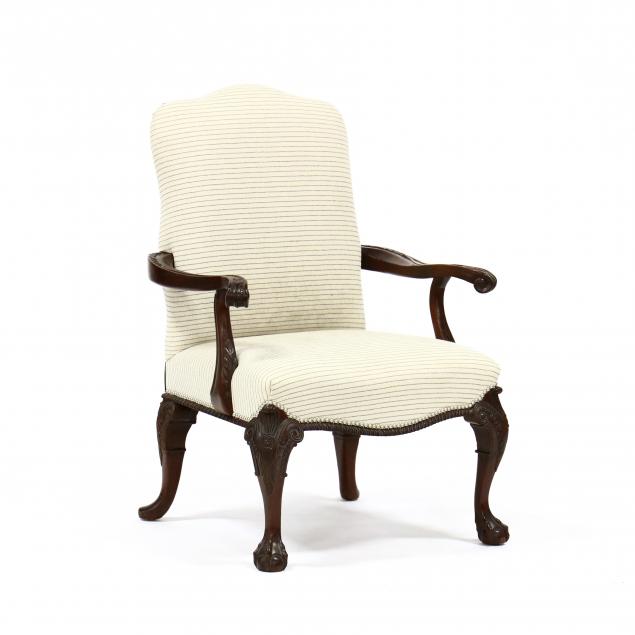 chippendale-style-oversized-upholstered-armchair