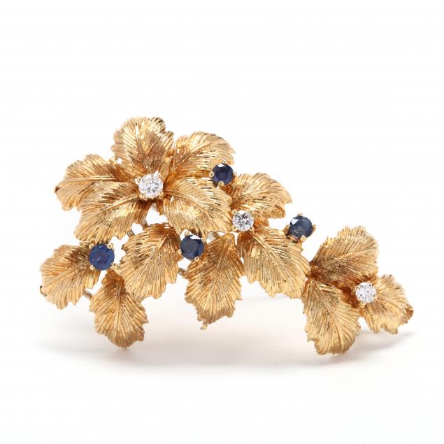 18kt-gold-diamond-and-sapphire-brooch