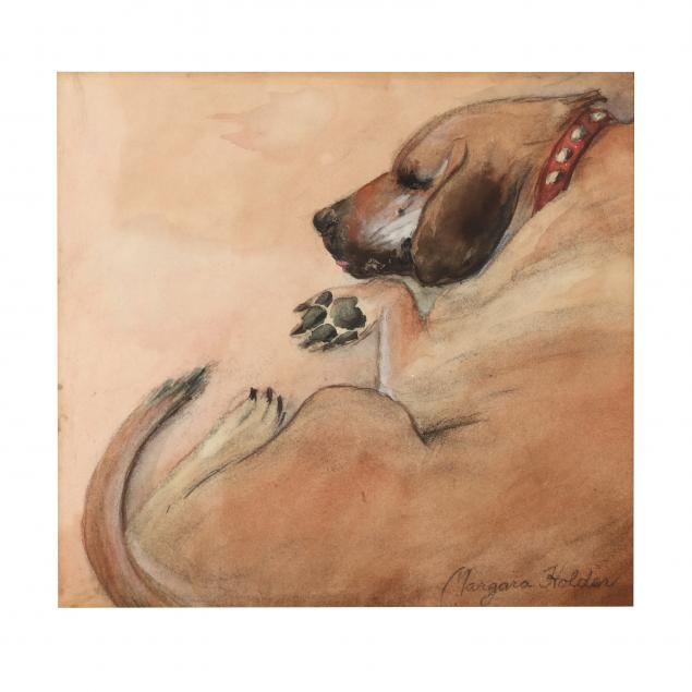 framed-watercolor-of-a-sleeping-dog