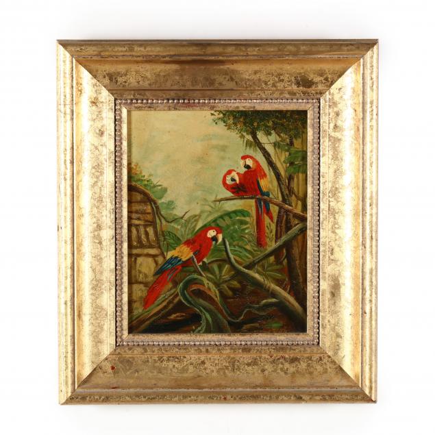framed-decorative-painting-of-parrots