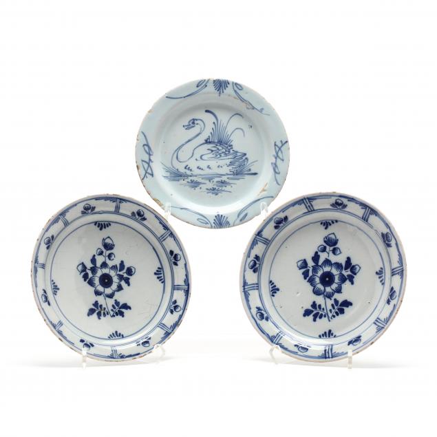 three-18th-century-blue-and-white-delft-plates