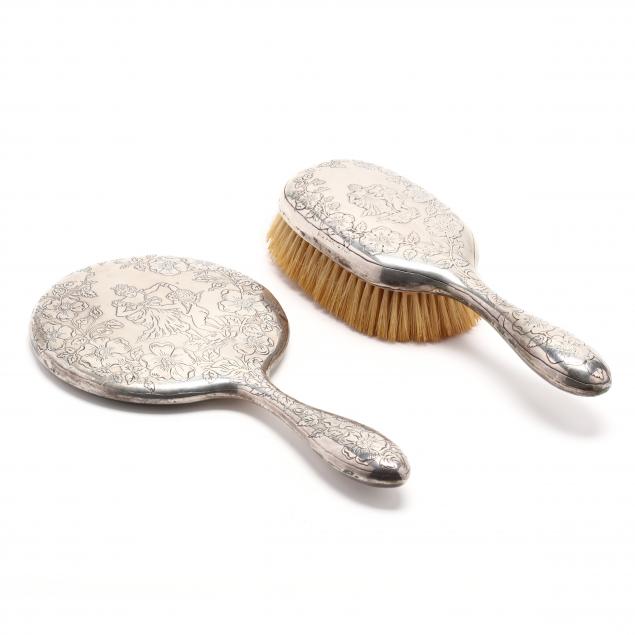 antique-american-sterling-silver-hand-mirror-and-hair-brush
