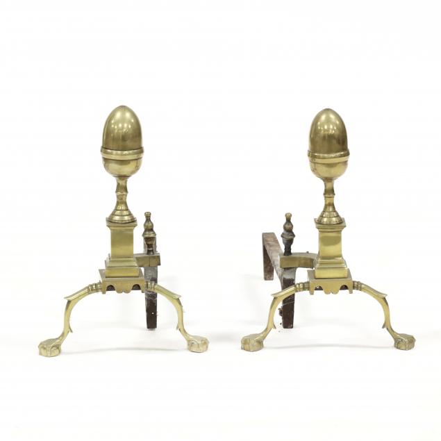 The Harvin Co., Pair of Chippendale Style Brass Andirons (Lot 288