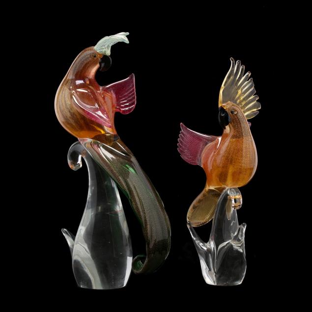 two-murano-art-glass-parrots