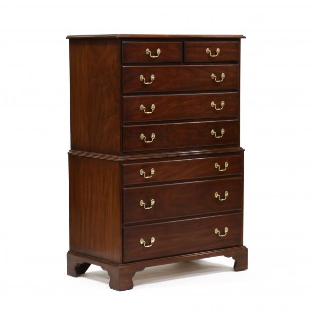henkel-harris-chippendale-style-mahogany-semi-tall-chest-of-drawers