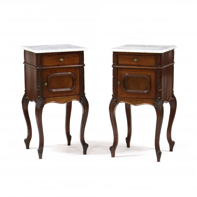 pair-of-rococo-style-marble-top-mahogany-side-cabinets