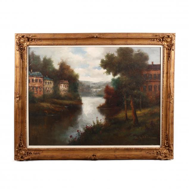 large-contemporary-continental-village-painting