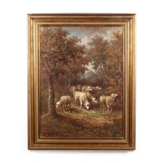 large-contemporary-continental-school-painting-of-sheep
