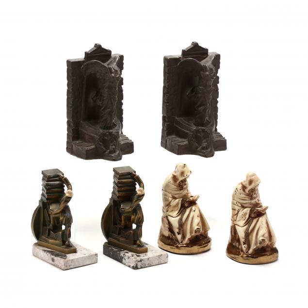 three-pairs-of-vintage-figural-bookends