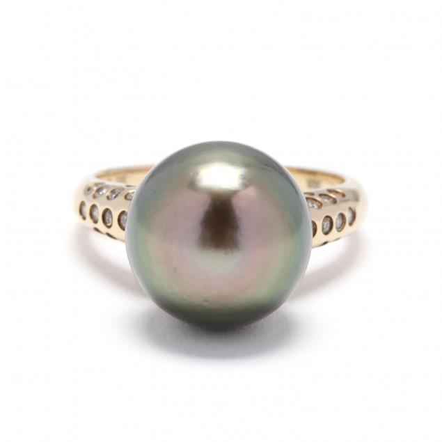 14KT Gold, Tahitian Pearl, and Diamond Ring (Lot 1097 - Fine Estate ...