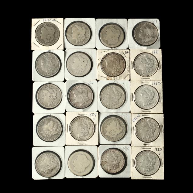 twenty-20-circulated-1880s-morgan-silver-dollars