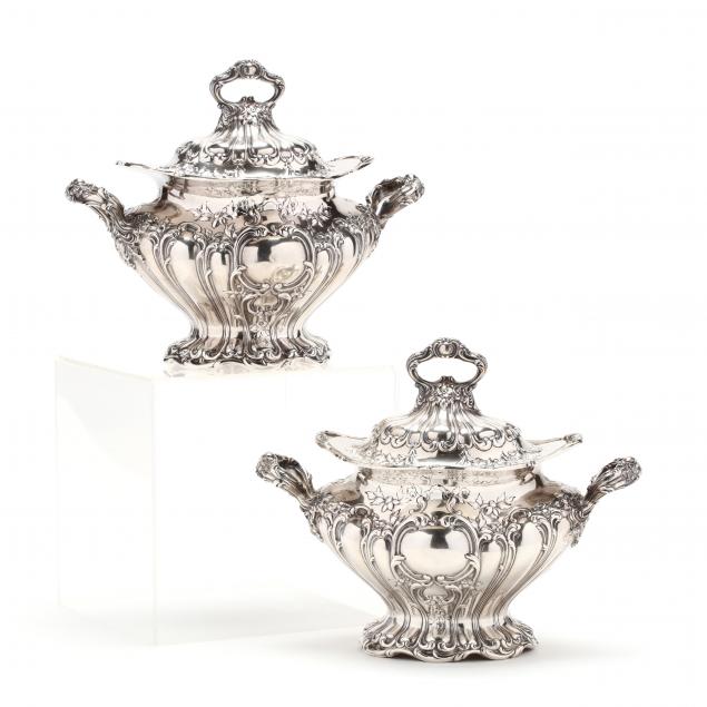 pair-of-gorham-chantilly-grand-small-tureens-lids