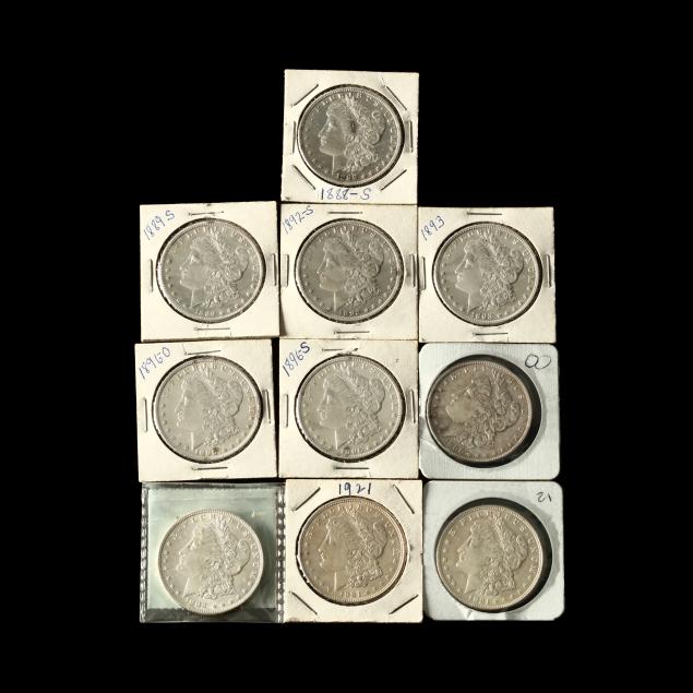ten-lightly-circulated-morgan-silver-dollars