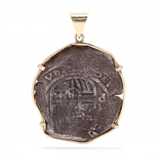 spanish-colonial-silver-8-reales-cob-coin-set-as-pendant-in-14kt-gold-bezel