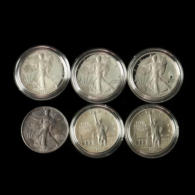 six-modern-american-silver-coins
