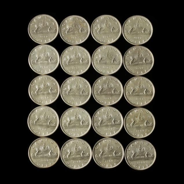 canada-roll-of-twenty-20-uncirculated-1966-silver-dollars