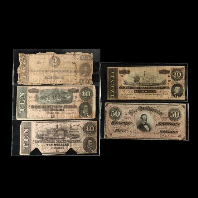 five-different-confederate-notes