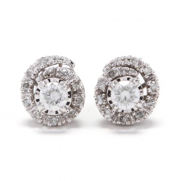 14KT White Gold Diamond Stud Earrings and Diamond Jackets (Lot 1135 ...