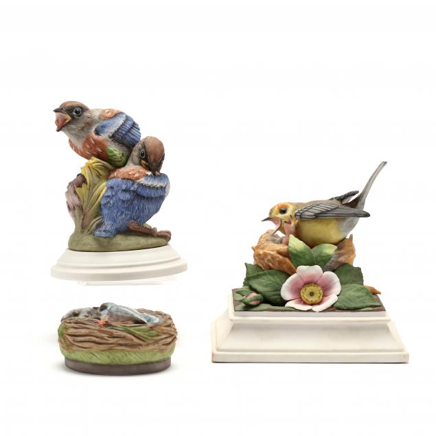 three-boehm-fledgling-porcelain-sculptures