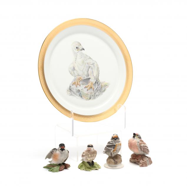 boehm-four-fledgling-porcelain-figures-and-limited-edition-plate