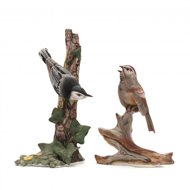 boehm-tree-sparrow-and-nuthatch-porcelain-sculptures