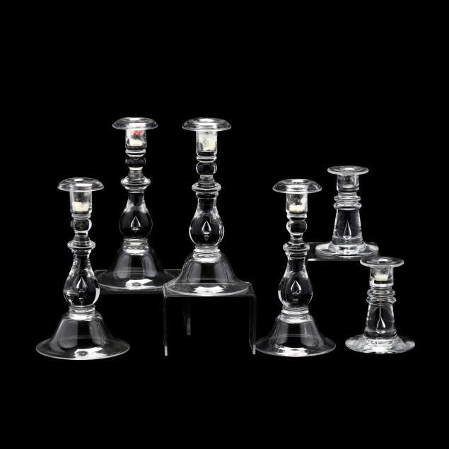 six-steuben-crystal-candlesticks