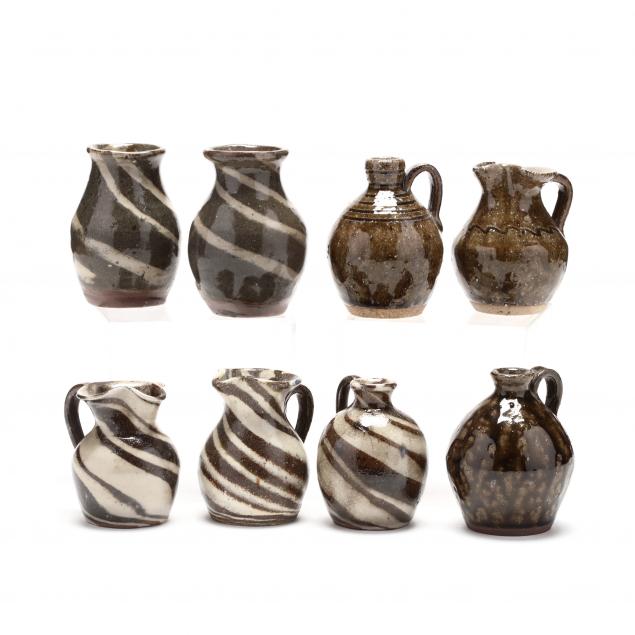 western-nc-pottery-eight-miniature-vessels