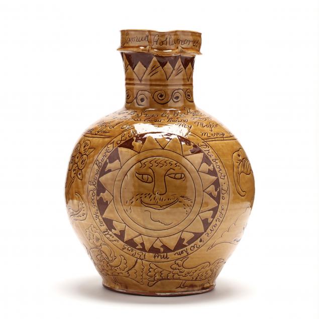 va-pottery-att-to-michelle-erickson-large-decorated-pitcher