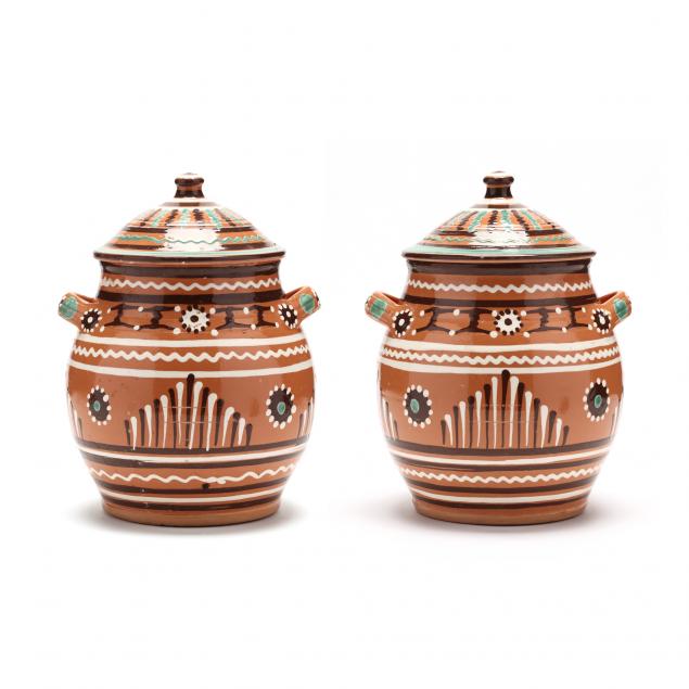 nc-pottery-old-salem-pair-of-lidded-decorated-jars