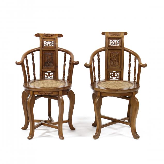 two-similar-diminutive-chinese-carved-hardwood-armchairs