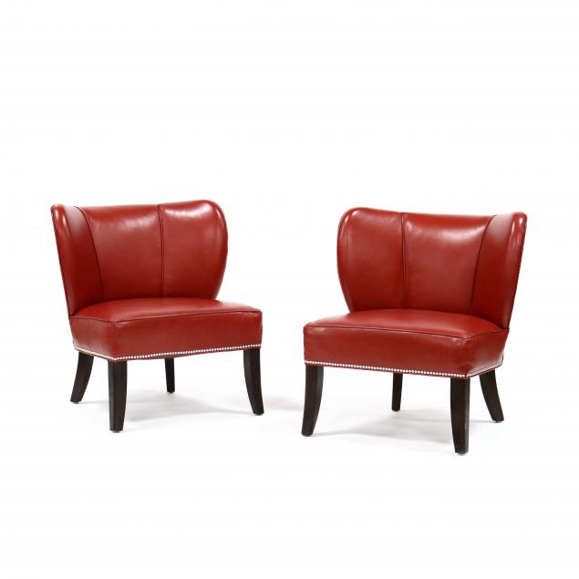 pair-of-contemporary-red-leather-oversized-side-chairs